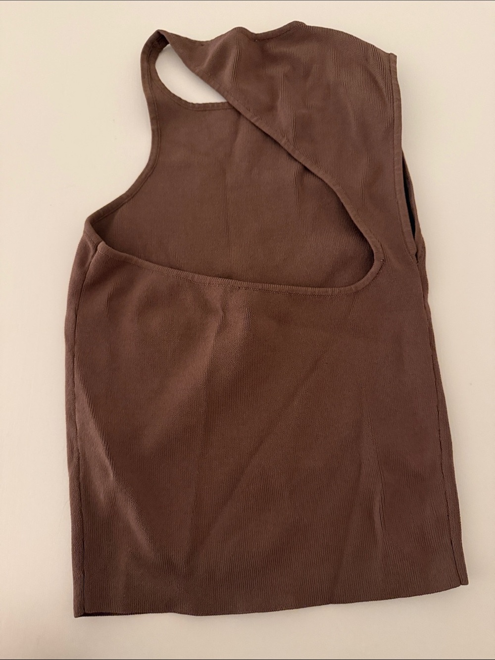 Zara  Brown Asymmetrical Ribbed Tank - Picture 3 of 5